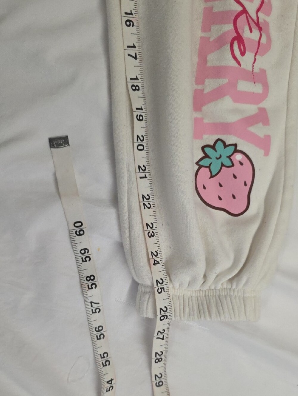 Strawberry Shortcake Graphic Jogger Sweatpants White Pink Size Large - Picture 11 of 11